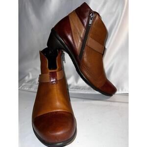NAOT LEATHER HEELED BOOTIE ANKLE BOOT BROWN SIZE 37 / 6.5 / 7 M